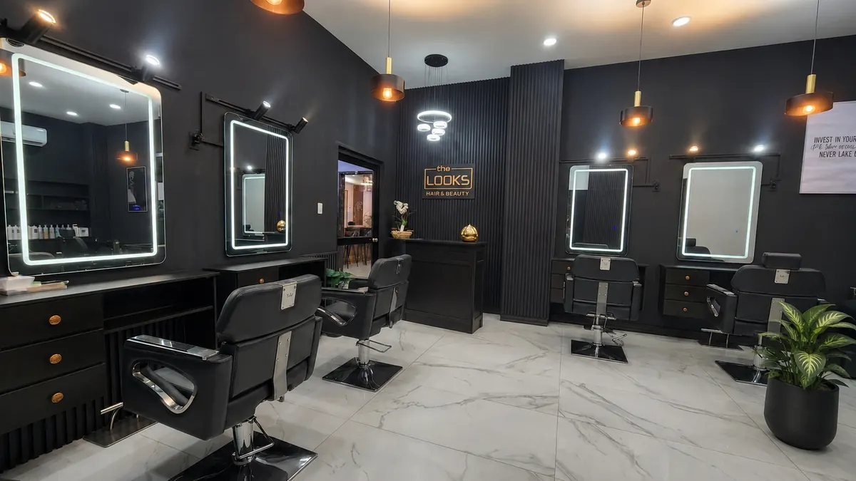 Full interior view of The Looks Hair Beauty and Spa Salon in Georgetown